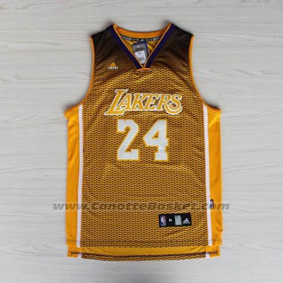 Maglia Risuonare Moda Los Angeles Lakers Kobe Bryant #24 Giallo